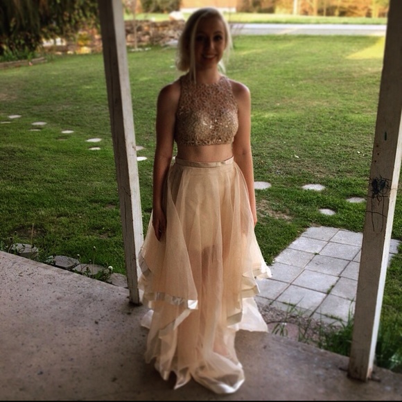 champagne Jovani prom dress - Picture 4 of 4