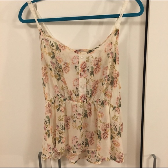 Floral Tank Top with Lace Straps
