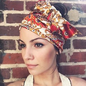 Long vintage boho silk scarf