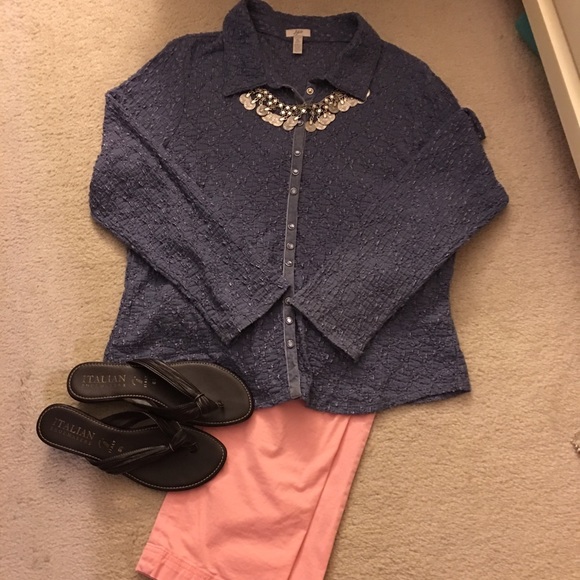 J Jill Smokey Blue Long Sleeved Shirt