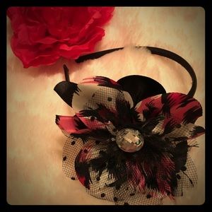 💕Gorgeous pink black flower lace jeweled headband