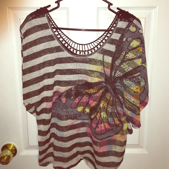 Butterfly and crochet top