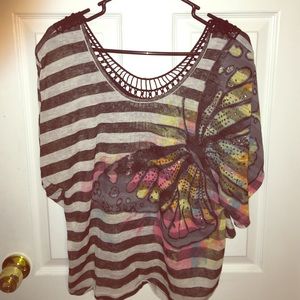 Butterfly and crochet top