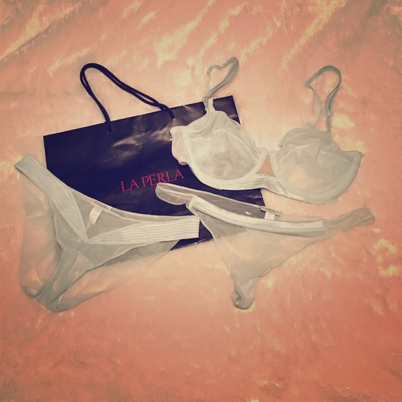 💯La Perla Bra panty thong set in ice blue👙💙