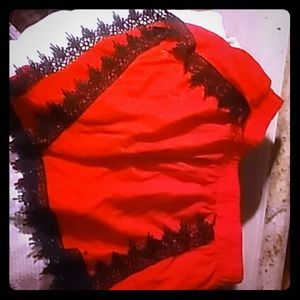 Laced red and black shorts