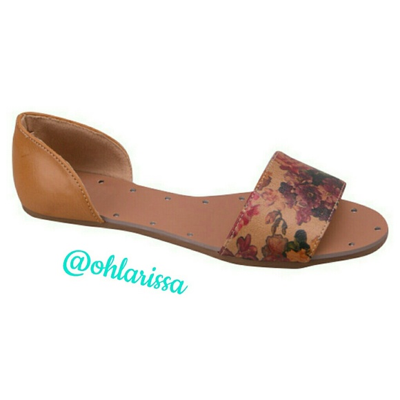 Betani Shoes - Camel & Pink Floral Sonya Slide