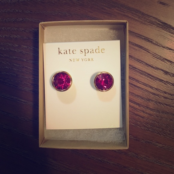 Dark pink and gold Kate Spade earrings