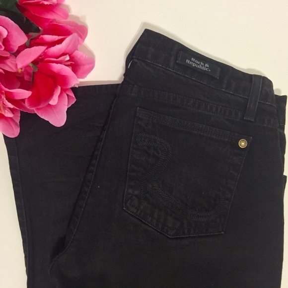 Rock & Republic Black Flare Leg Jeans - Picture 3 of 4