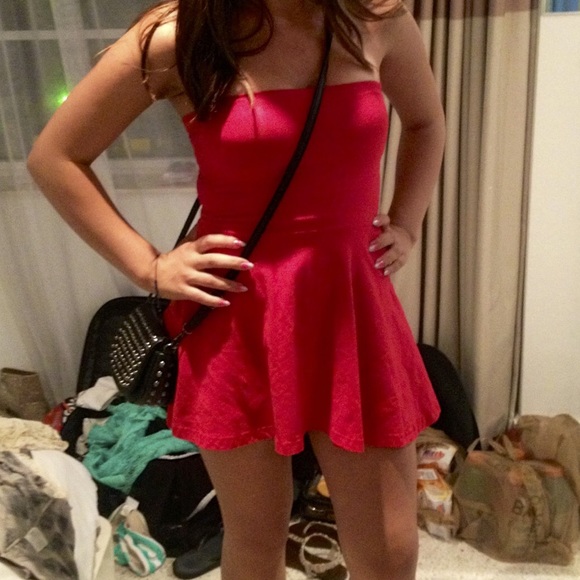 Red strapless American Apparel Dress