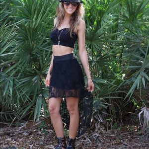 Black high low lacy skirt