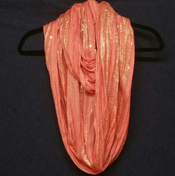 Pink and Gold Infinity Scarf
