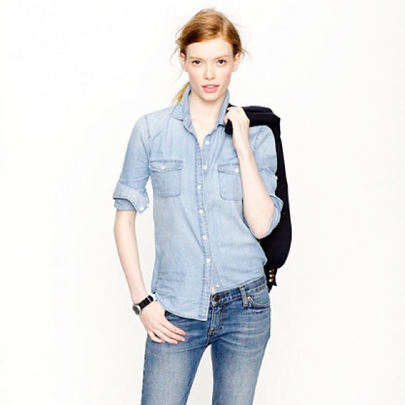 J Crew Classic light wash Jean Shirt