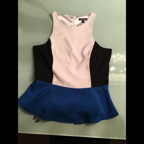 Express Color Block Sleeveless Peplum Top - Picture 2 of 4