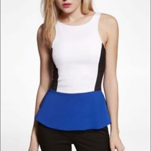 Express Color Block Sleeveless Peplum Top