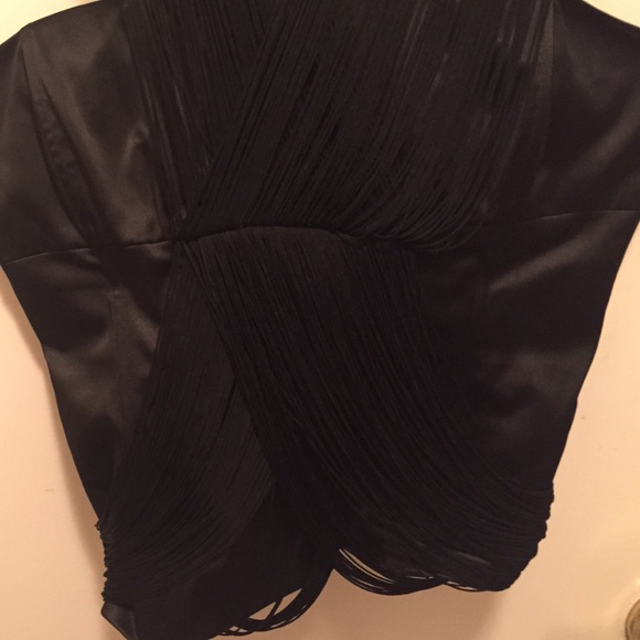 Bebe black satin fringed halter top - Picture 3 of 4