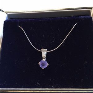 Tanzinite and diamond necklace- white gold.