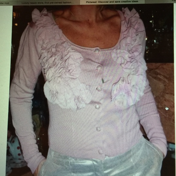 Rena Lange pink Ruffles buttoned knit cardigan 44 - Picture 4 of 4