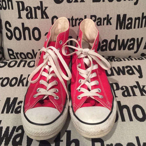 Red Converse high tops