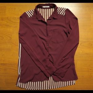 PAPAYA Striped Chiffon Shirt