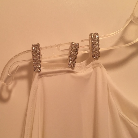 White dress with rhinestone shoulder straps & cuff - Picture 2 of 4