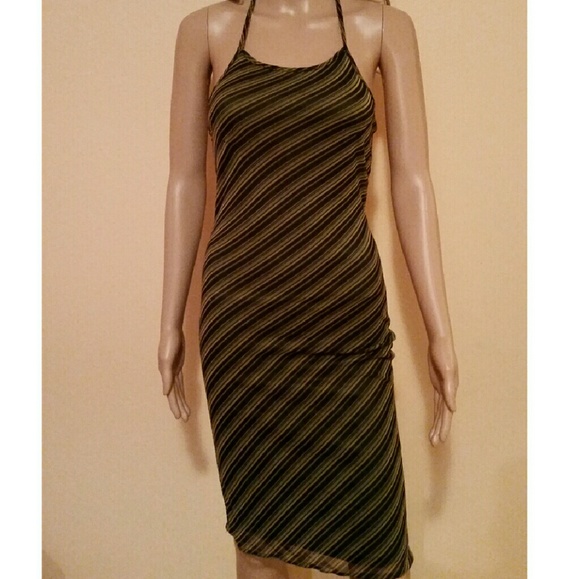 Stripe midi halter dress