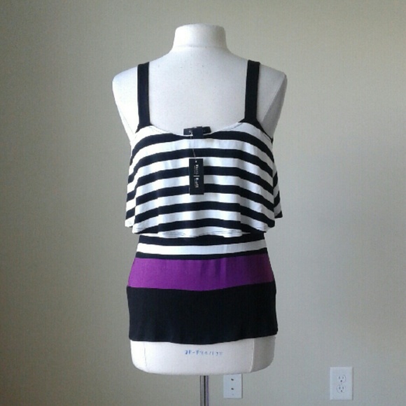 Stripe flounce knit cami top shirt - Picture 2 of 2