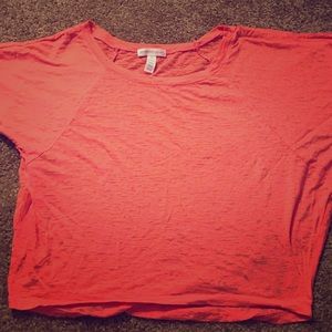 Orange/coral sheer crop top