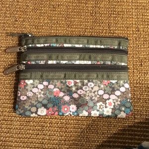 Small LeSportsac three pocket cosmetic bag