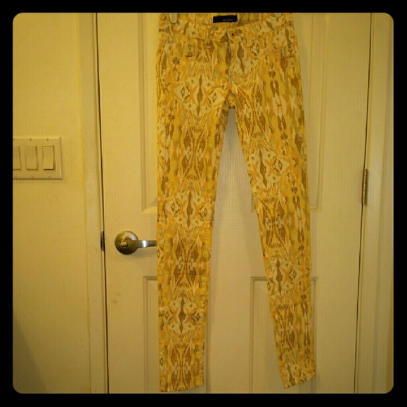 Peach colored tribal skinny jeans