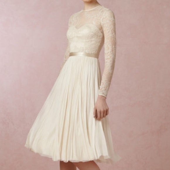 BHLDN Waterfall Wedding Dress Cream Sz 0