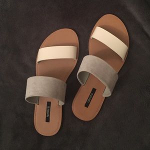 Forever 21 Blush and Gray Strap Sandals