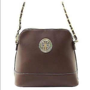 Emblem Dark Chestnut Brown Crossbody Messenger Bag