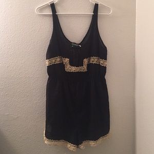 Kimchi Blue Black and Cream Crochet Romper