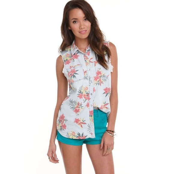 🍍 (NWOT) Bullhead • Denim Tropical Vest - Picture 3 of 4