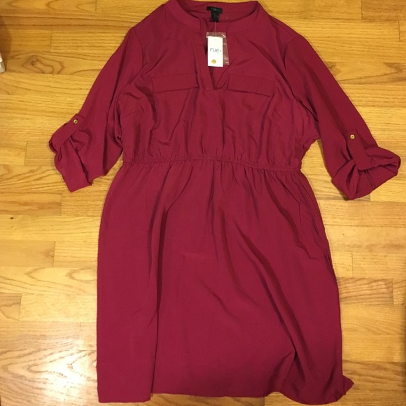 Long sleeve dark pink dress