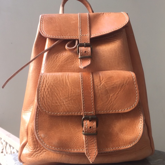 Small Natural Leather Backpack