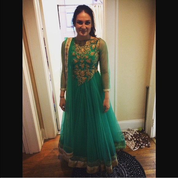 From india Mint green anarkali/salwar kameez. Indian dress from