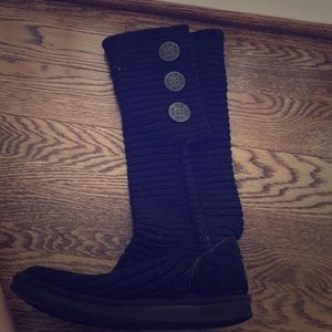 UGG Black Bailey button woven boots