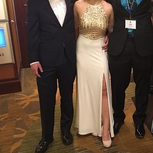 Gold & White Prom Dress