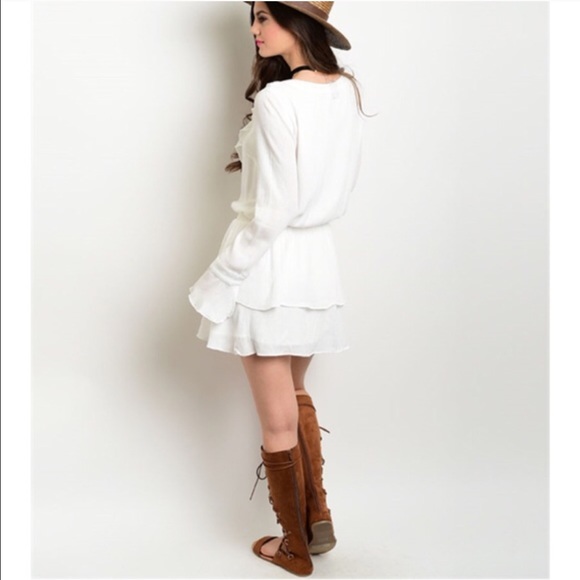 Boho Flounce Lace Up Dress - Picture 2 of 4