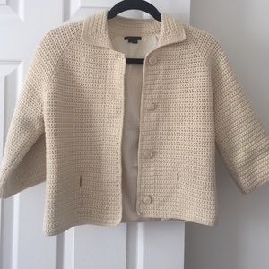 Theory cropped knit cardigan sweater ivory