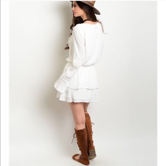 Boho Flounce Lace Up Dress - Picture 2 of 4