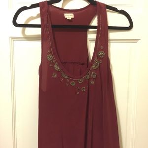 Urban outfitters maroon sill tank top with beading