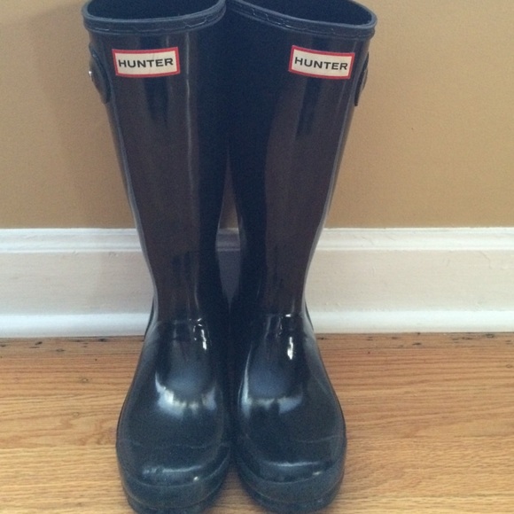 Black Shiny Hunter Boots in Mint Condition💚