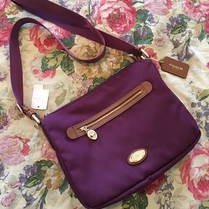 COACH Plum Canvas Crossbody Bag NWT
