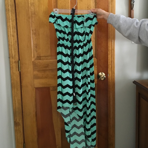 Strapless dress. Asymmetrical