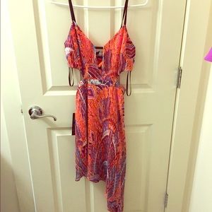 Bebe side cutout asym hem dress