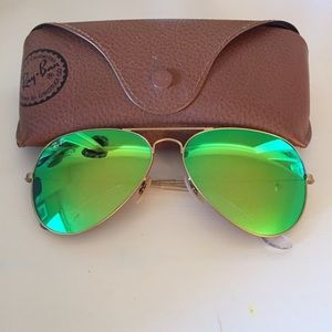 Green mirrored aviators with gold frame 58mm