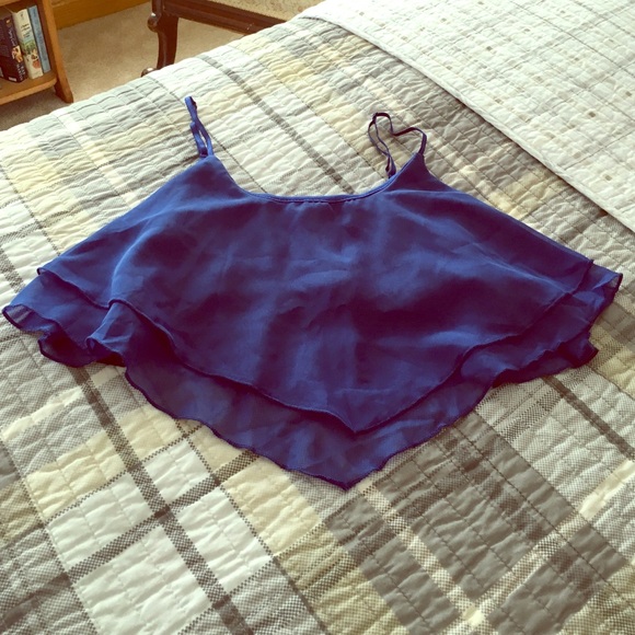 Layered half top. Royal blue