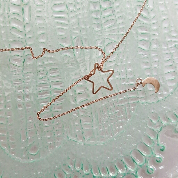 Moon and Star Rose Gold Necklace